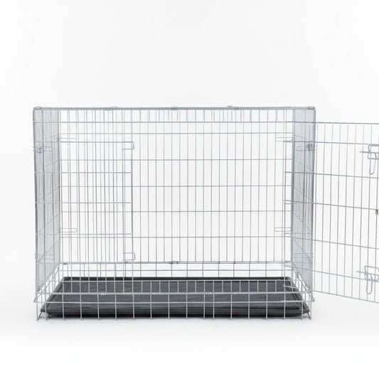 Silver Metal Dog Crate (Double Door)