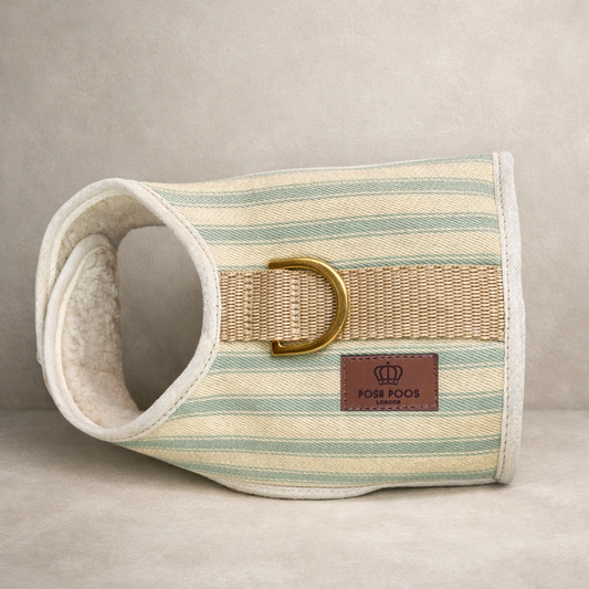 Heritage Stripe Sherpa Coat Harness - Duck Egg