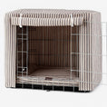 Load image into Gallery viewer, Dog crate with striped cover on a white background by posh poos
