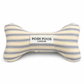 Load image into Gallery viewer, Striped bone-shaped dog toy with 'Posh Poos London' label on a white background
