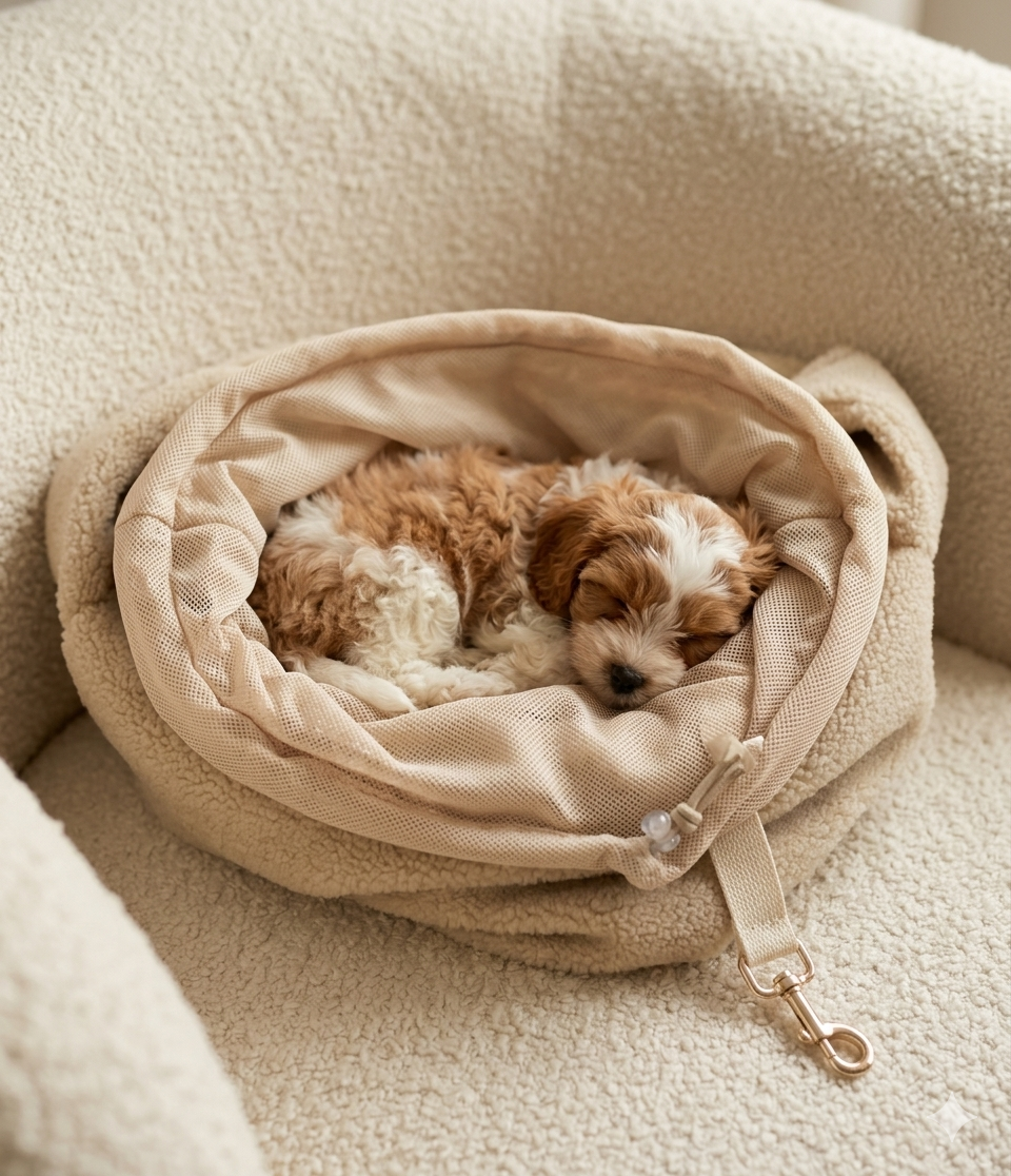 Teddy Fleece Dog Sling Carrier – Oatmeal | Posh Poos London