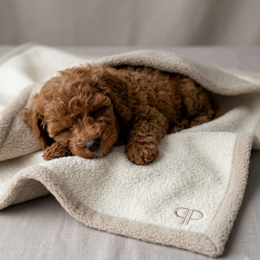 Boucle & Sherpa Backed Dog Blanket - Cream