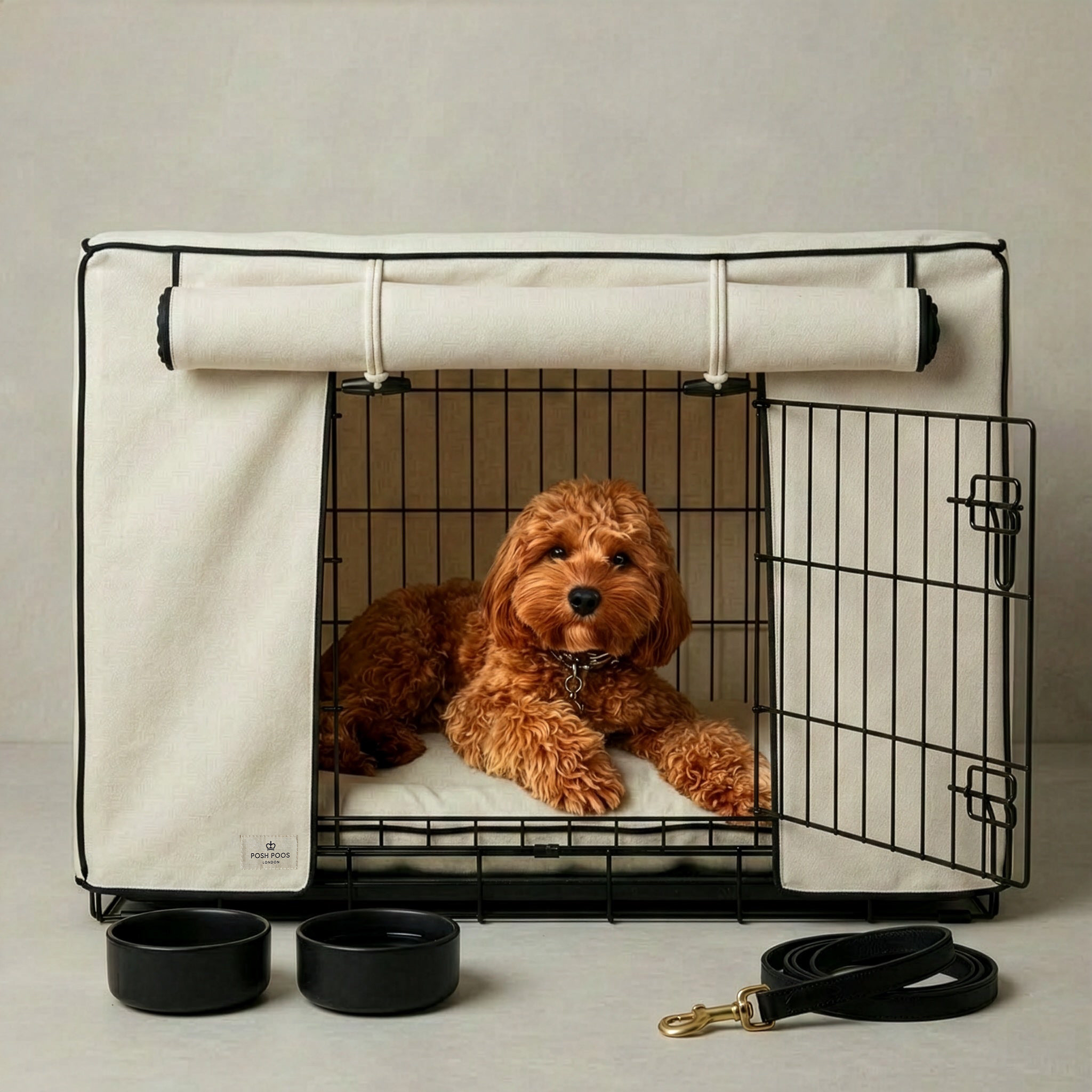 Ivory Monochrome Dog Crate Cover - Ivory