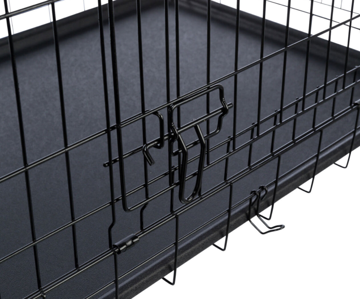 Black Metal Dog Crate (Double Door)