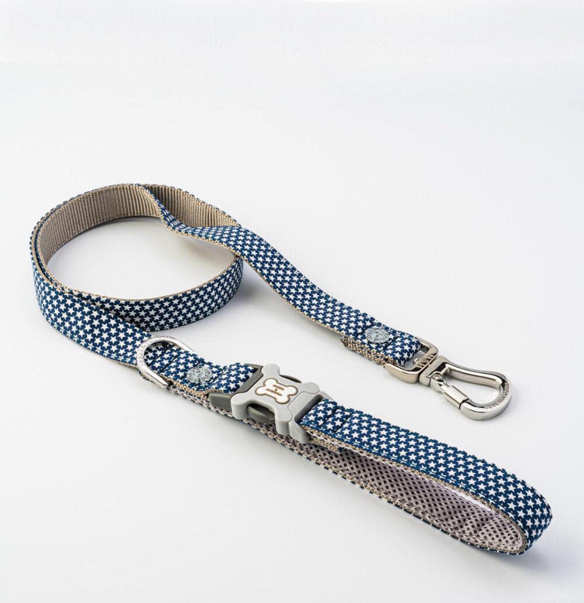 XS Puppy Harness, Lead, Collar Set - Navy Stars - Posh Poos