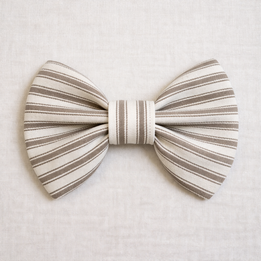 Heritage Stripe Doggy Bowtie - Taupe