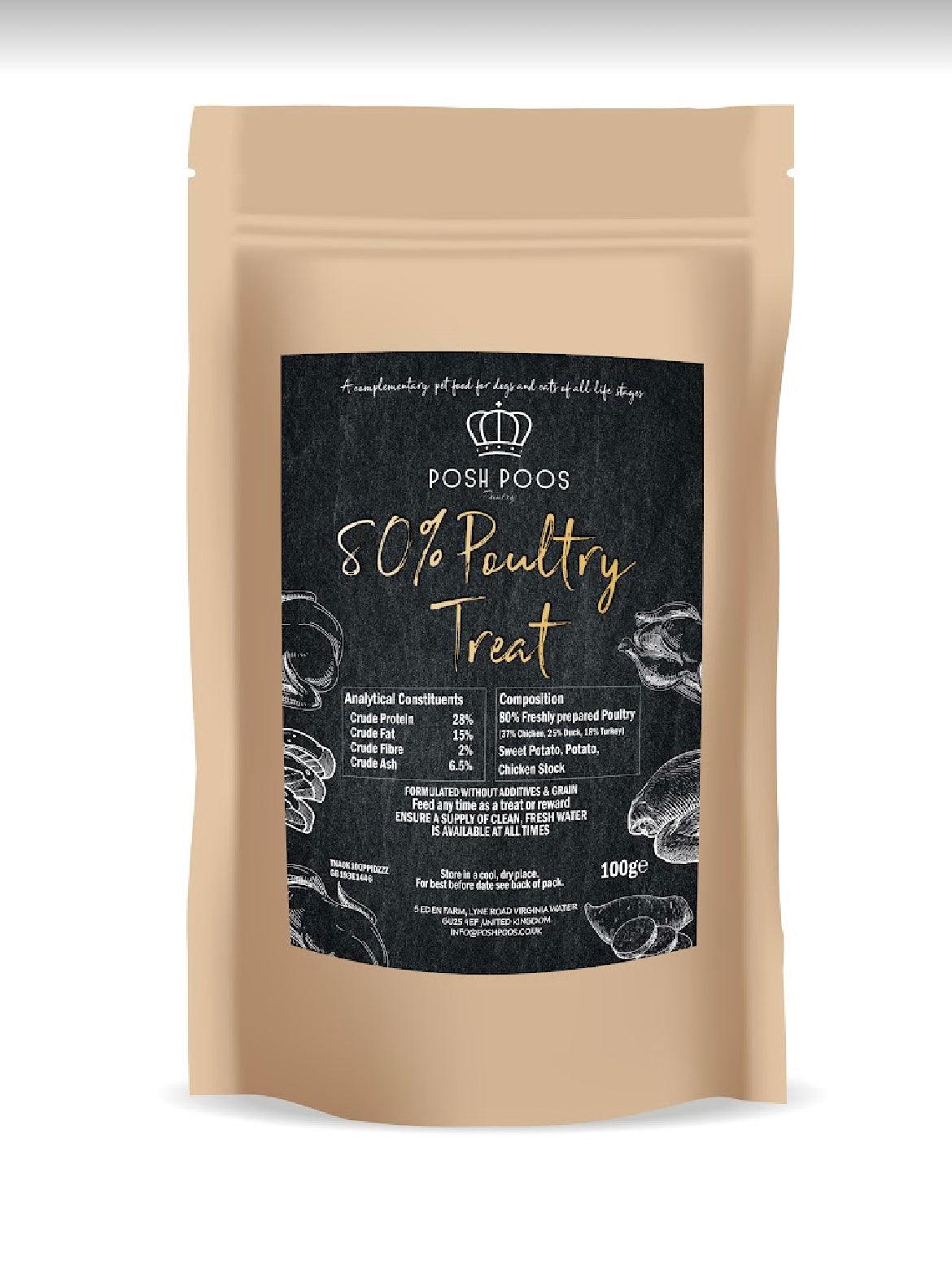 Posh Poos Pantry 80% Poultry Treats 100 grams - Posh Poos