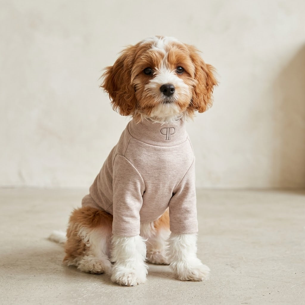 The Monogram Puppy T-Shirt — Soft Taupe