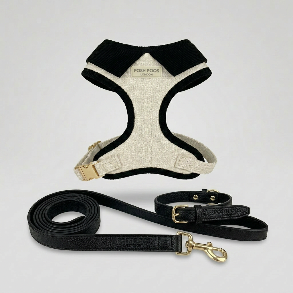 Belgravia Monochrome First Walk Set - Harness, Collar & Lead