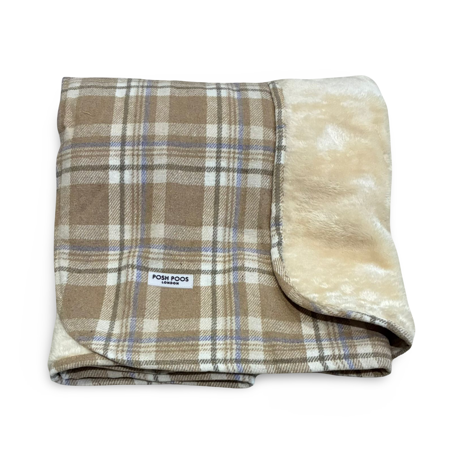 Luxury Taupe Plaid Puppy Blanket - Soft Fleece 70x50cm