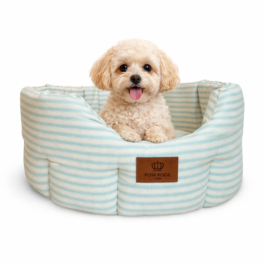 Posh Poos Heritage Stripe Dog Bed - Green