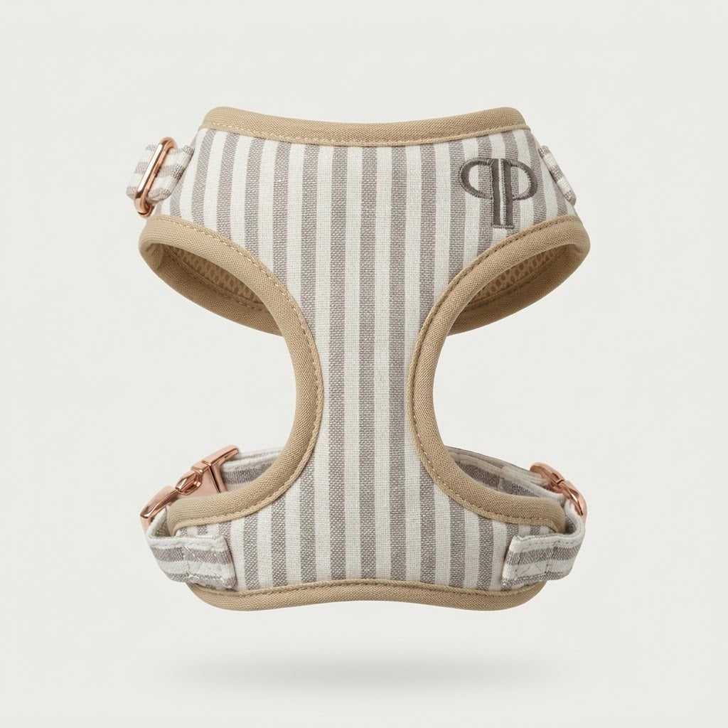 Heritage Stripe Puppy Harness - Taupe