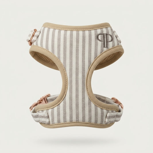 Heritage Stripe Puppy Harness - Taupe