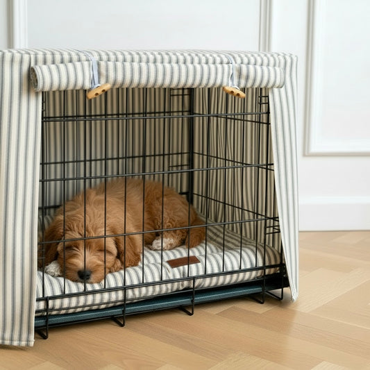 Luxury Heritage Stripe Dog Crate Cover -Grey