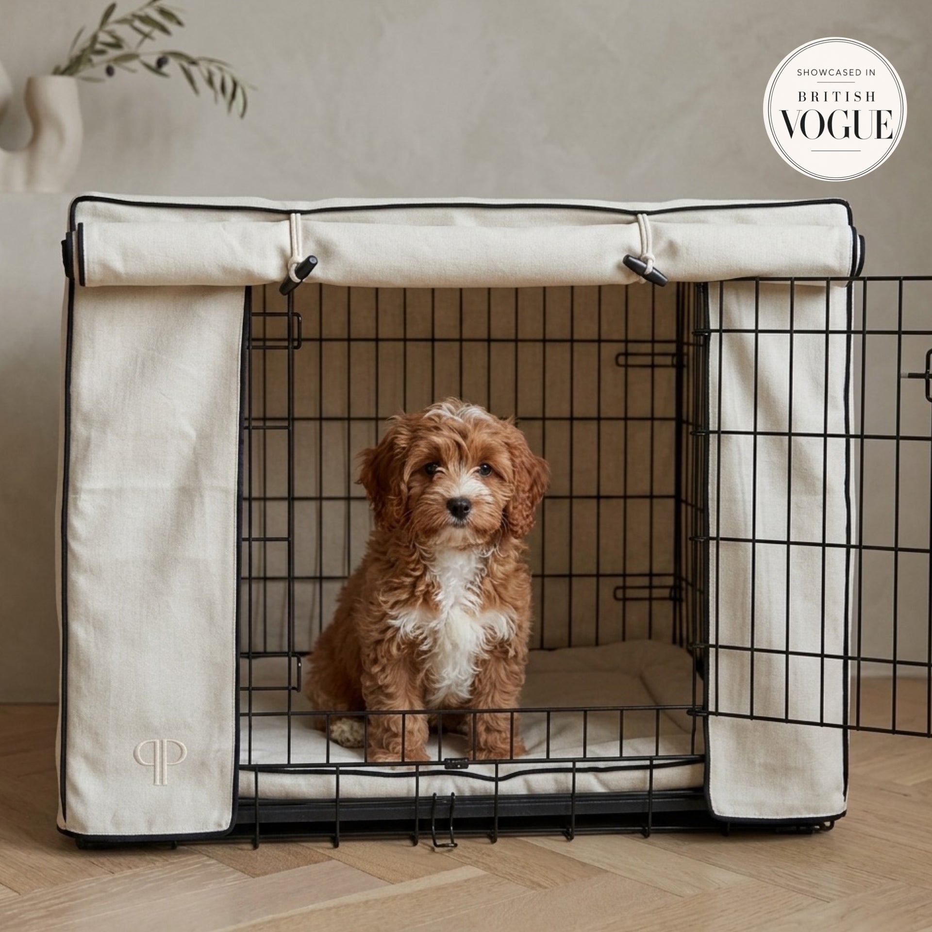 Ivory Monochrome Dog Crate Cover - Ivory