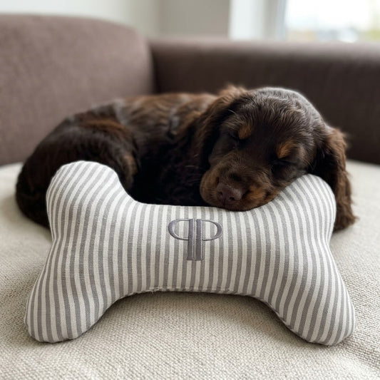 Posh Poos Bone Toy- Heritage Stripe- Grey