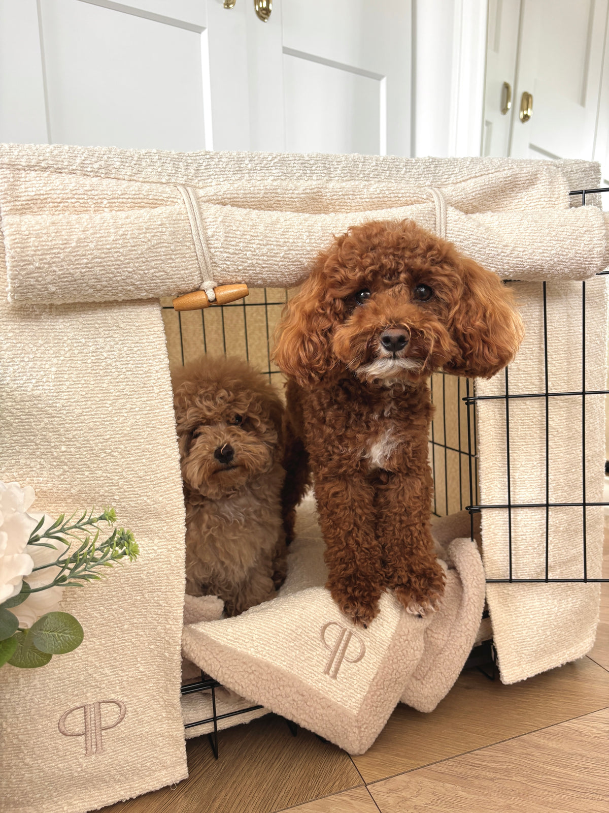 Luxury Boucle Dog Crate Cover - Cream