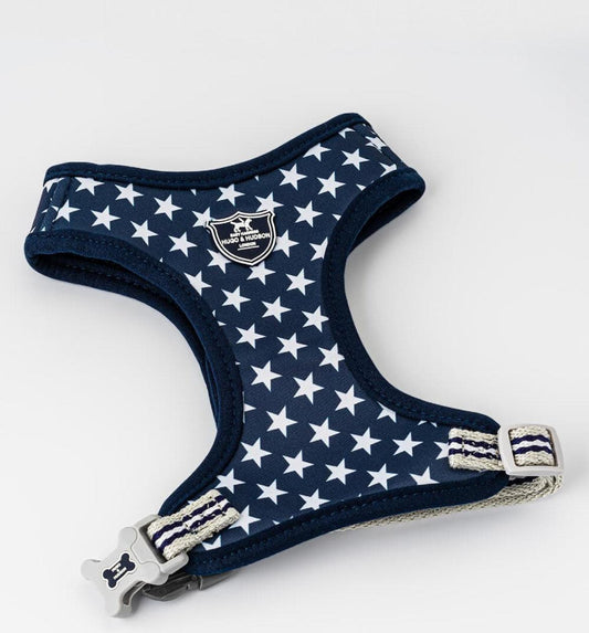 XS Puppy Harness, Lead, Collar Set - Navy Stars - Posh Poos