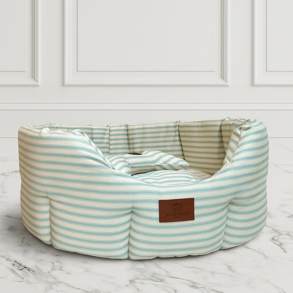 Posh Poos Heritage Stripe Dog Bed - Green