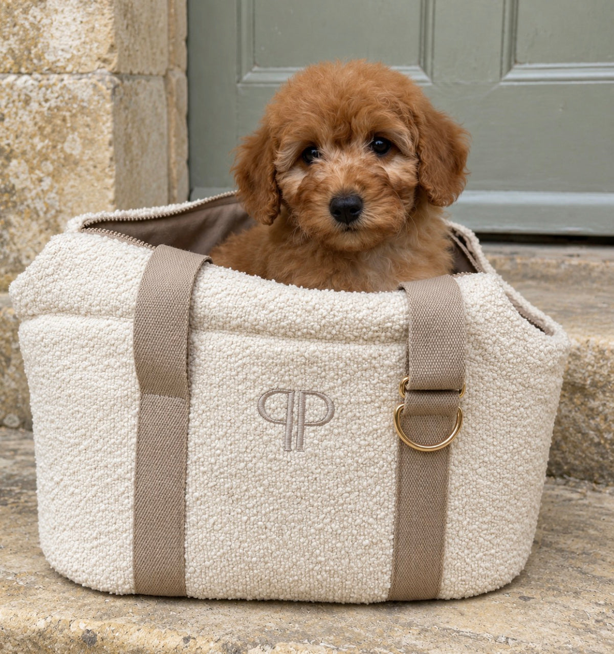 Posh Poos Dog/Puppy Carrier Bag – Boucle - Cream