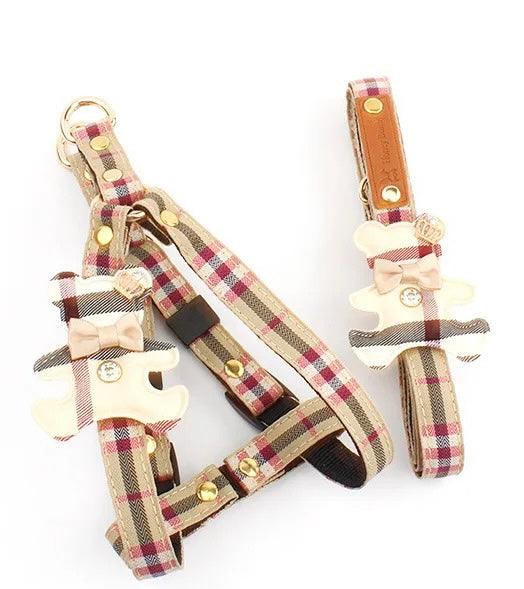 Burberry Style Harness And Lead SMALL - Posh Poos