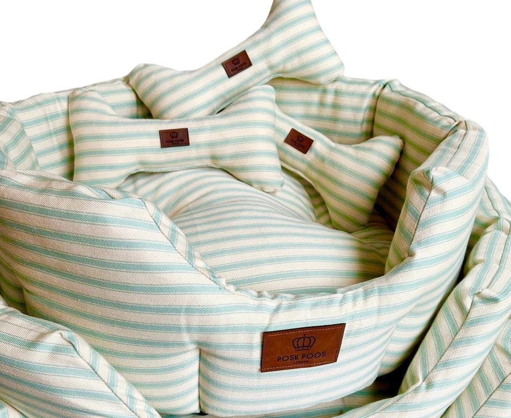 Posh Poos Heritage Stripe Dog Bed - Green