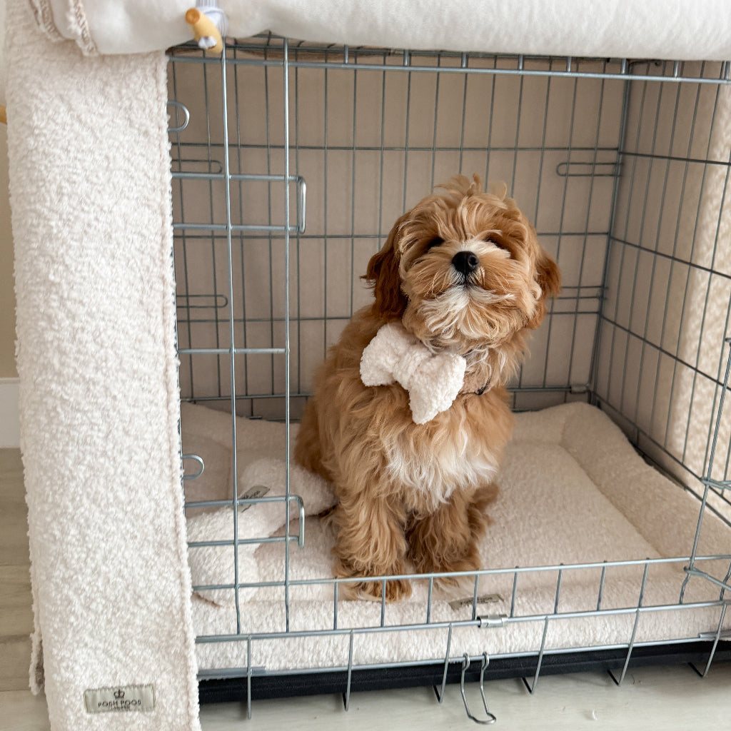 Luxury Boucle Dog Crate Cover - Cream