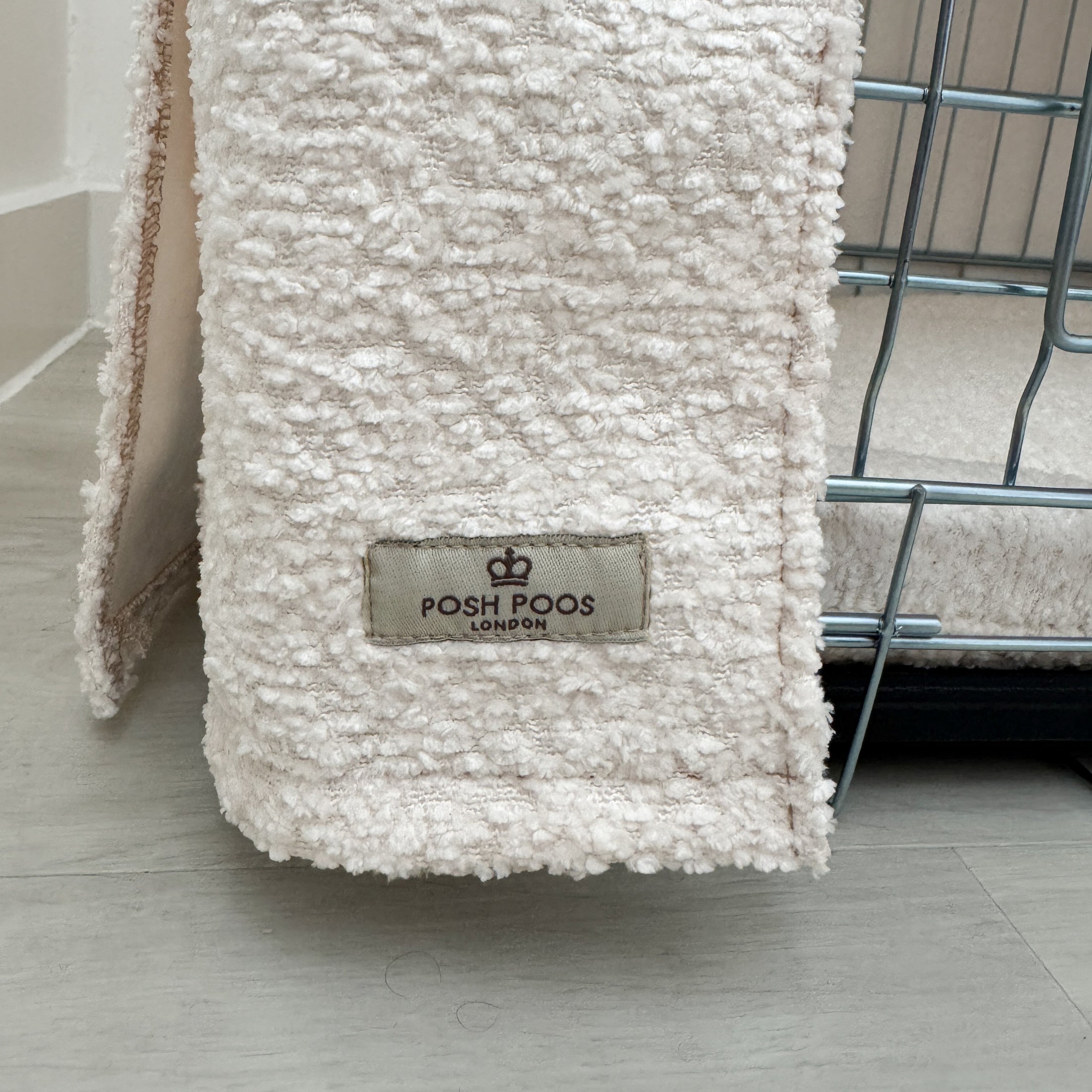 Luxury Boucle Dog Crate Cover - Cream