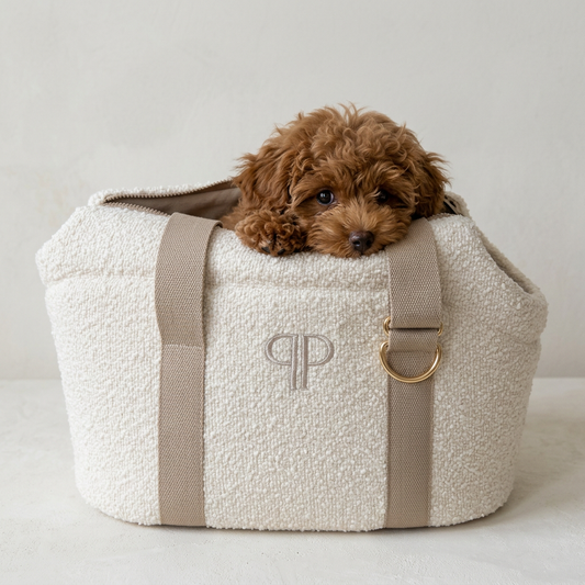 Posh Poos Dog/Puppy Carrier Bag – Boucle - Cream