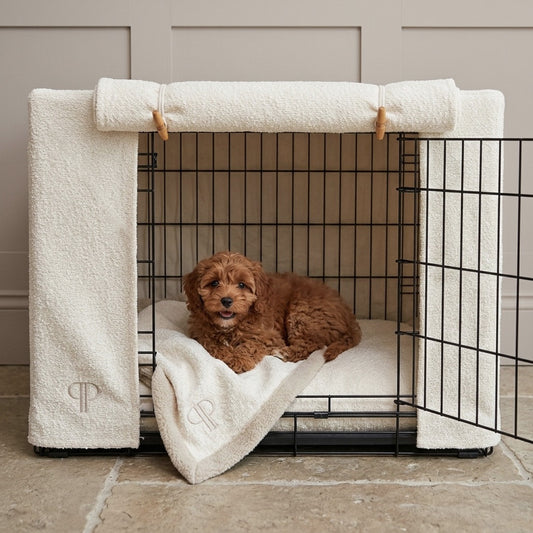 Complete Puppy 4 Piece Crate Set - Luxury Boucle -Cream