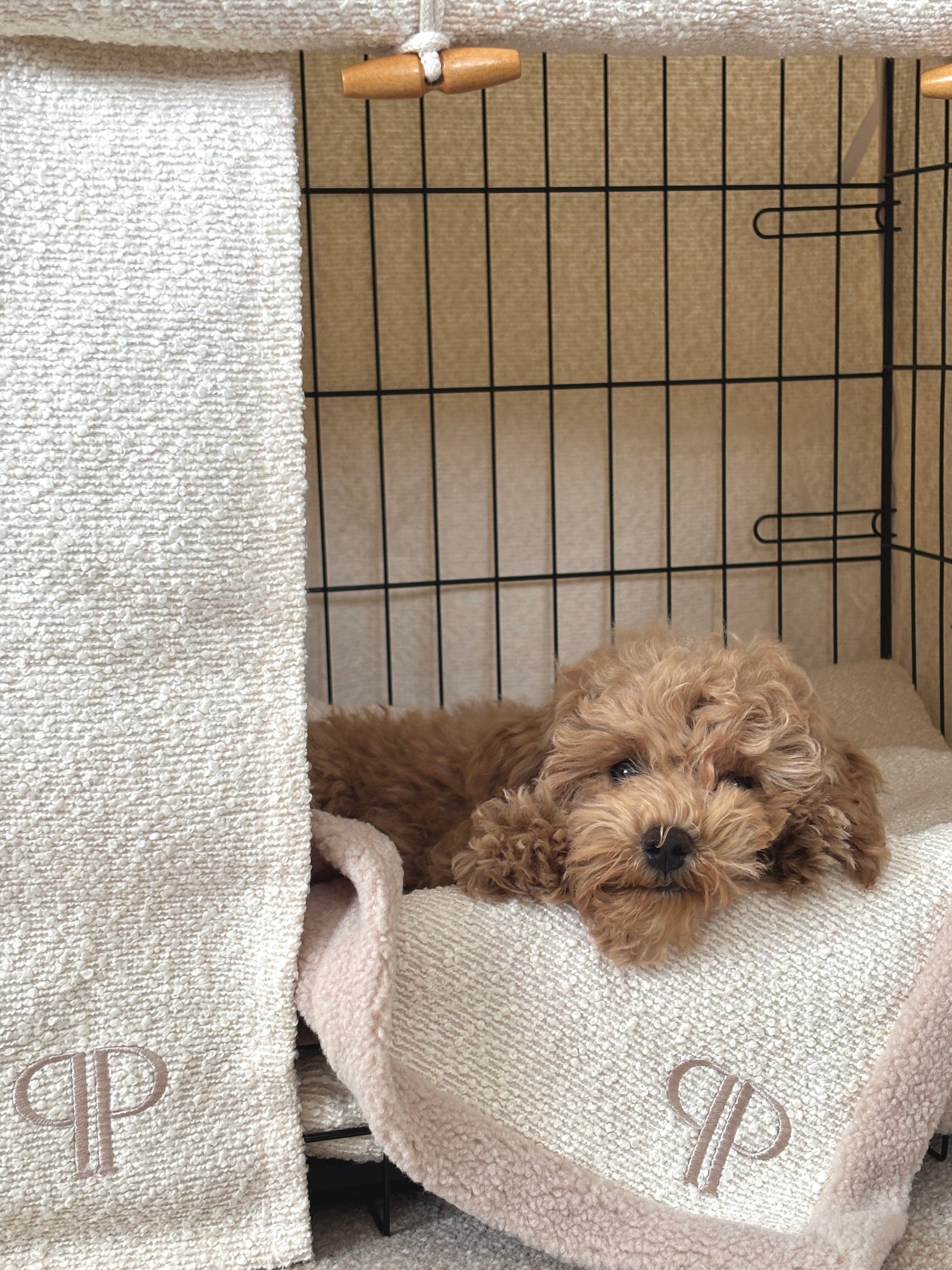 Luxury Boucle Dog Crate Cover - Cream