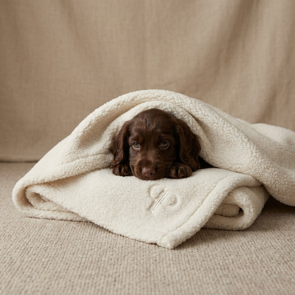 Teddy Fleece Dog Blanket – Ivory | Posh Poos London