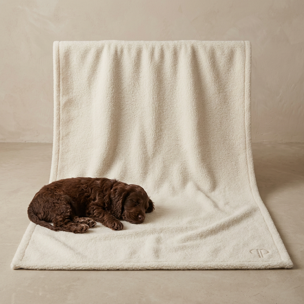 Teddy Fleece Dog Blanket – Ivory | Posh Poos London