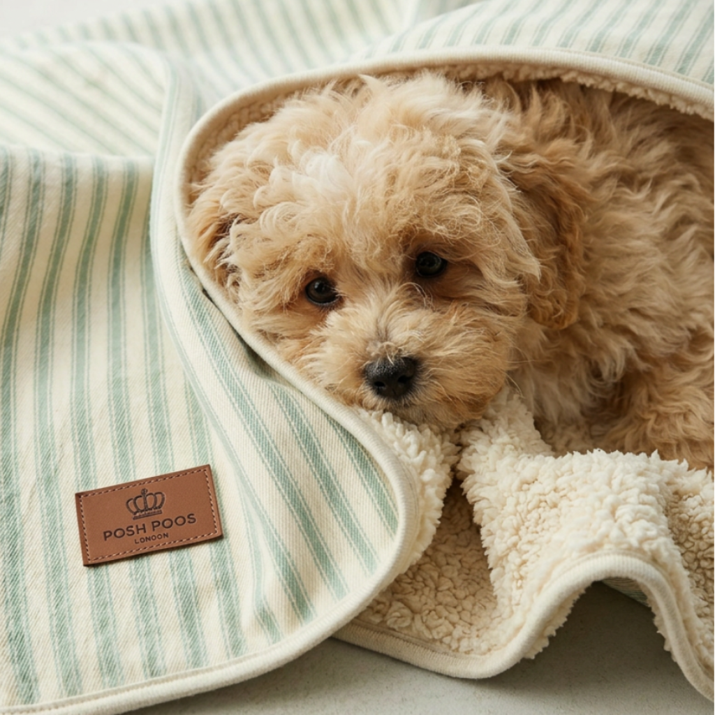 Heritage Stripe Sherpa Backed Blanket - Duck Egg