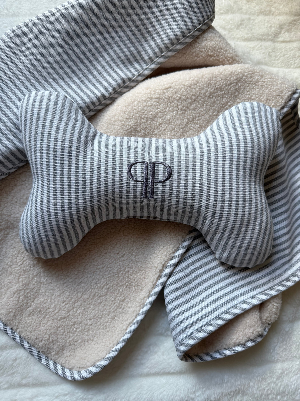 Posh Poos Bone Toy- Heritage Stripe- Grey