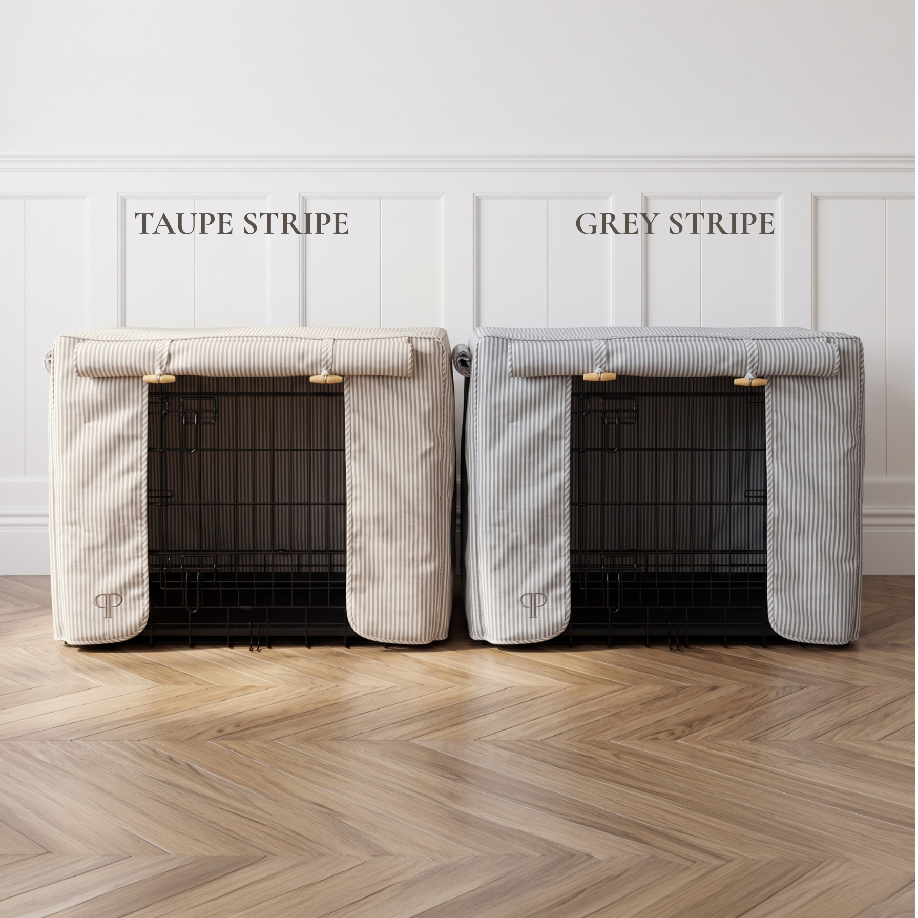 Classic Heritage Stripe Dog Crate Cover -Grey