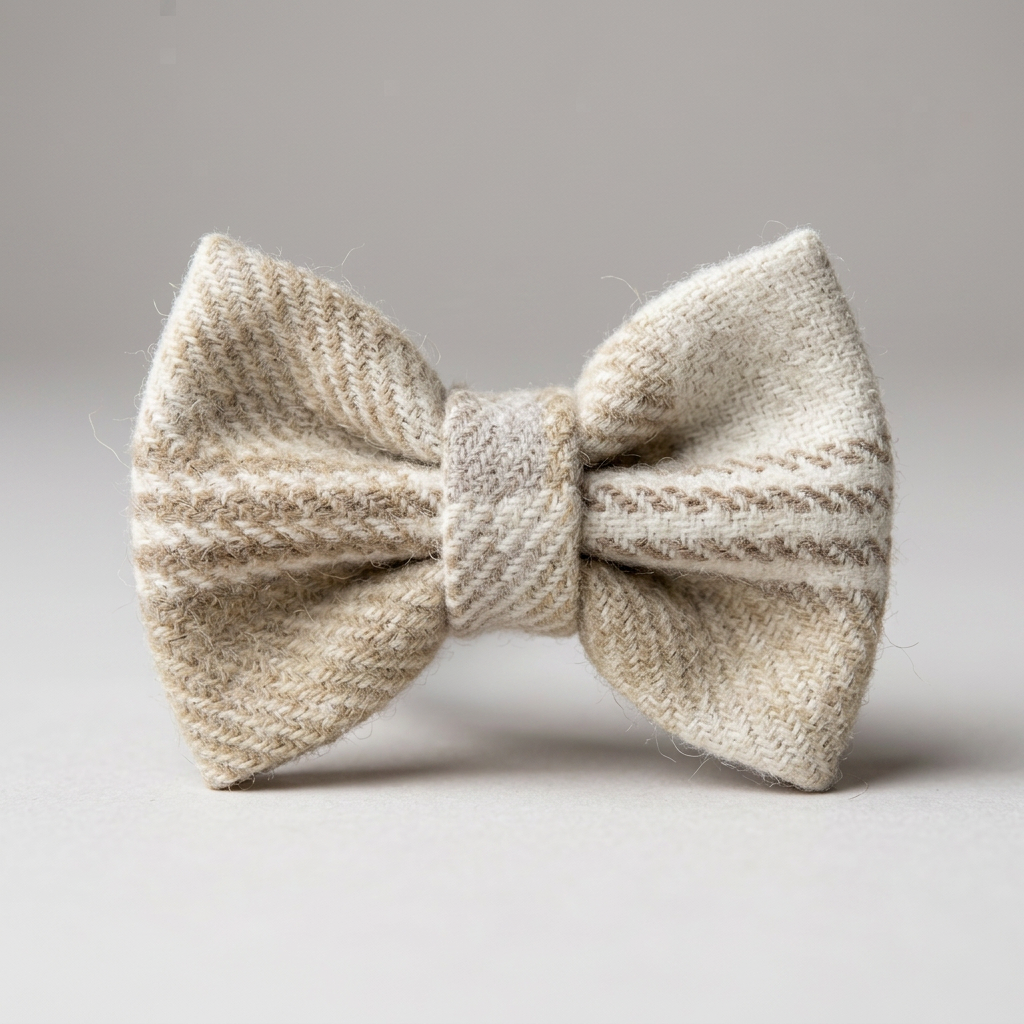 posh poos cream tartan dog bowtie 