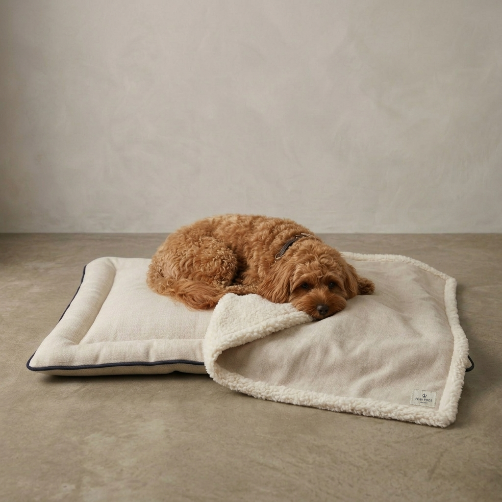 Ivory Monochrome Dog Blanket –with Sherpa | 70 × 100 cm - Ivory