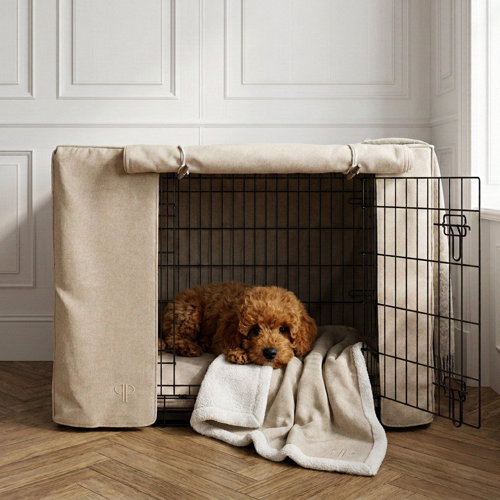 Complete Puppy Crate Set - Oatmeal Linen (Save £30)