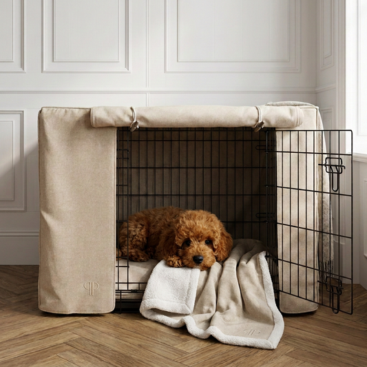 Complete Puppy Crate Set - Oatmeal Linen (Save £30)