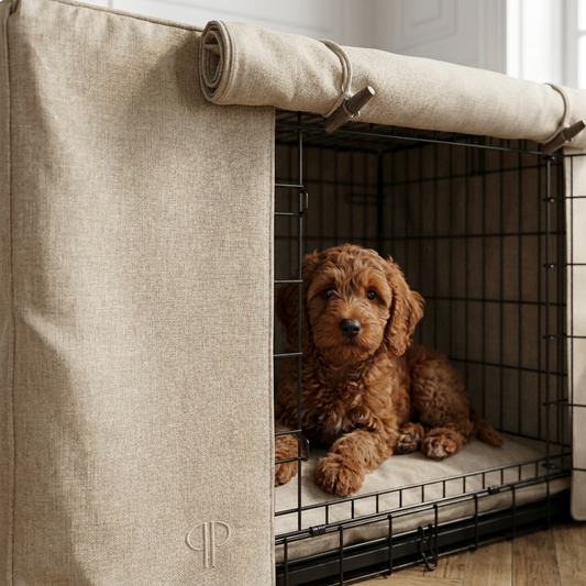 Complete Puppy Crate Set - Oatmeal Linen (Save £30)