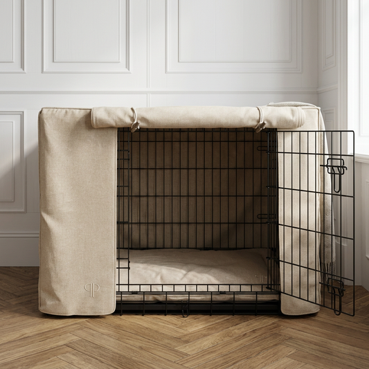 Linen Dog Crate Cover - Oatmeal
