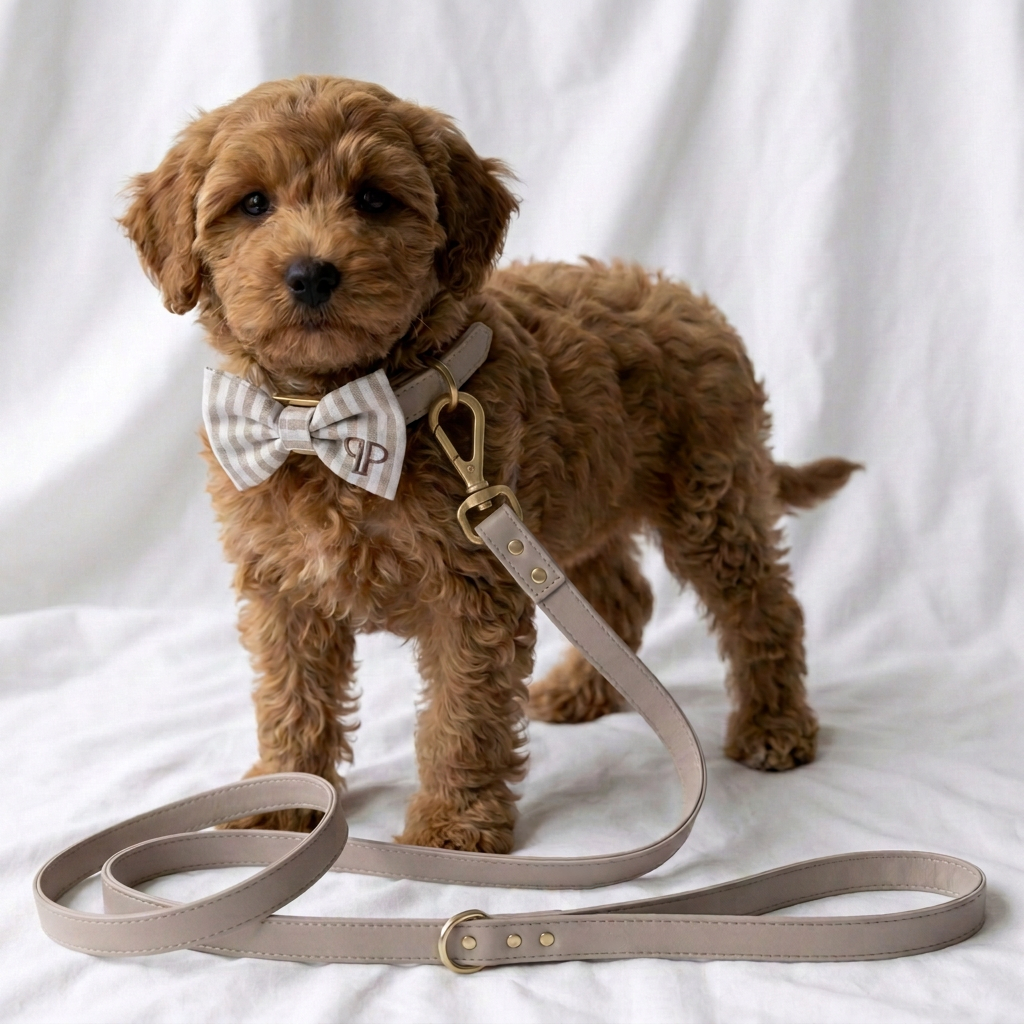 Oyster Vegan Leather Puppy Dog Lead
