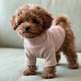 Load image into Gallery viewer, Maltipoo puppy wearing the Posh Poos Soft Taupe Monogram Puppy T-Shirt
