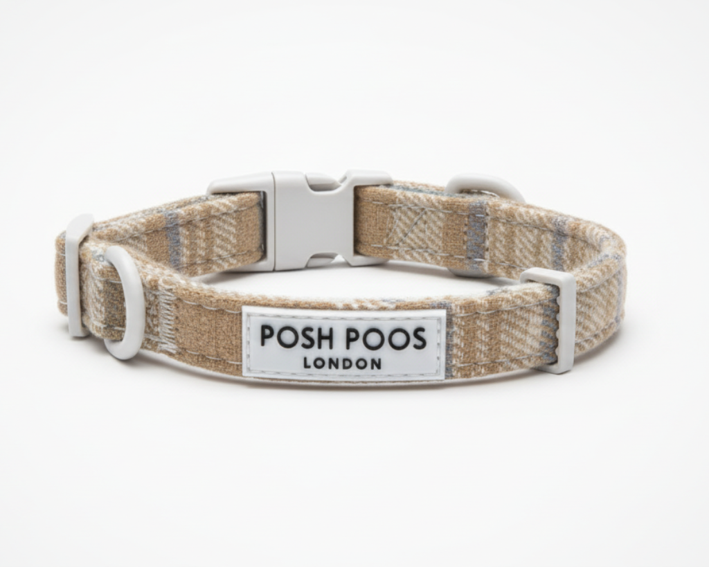 Posh Poos Puppy Harness Set – Taupe Plaid (XXS/XS)