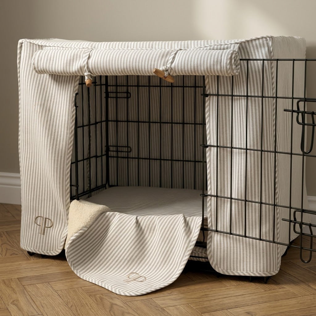 Complete Puppy 4 Piece Crate Set - Taupe Heritage Stripe (save up to £40)