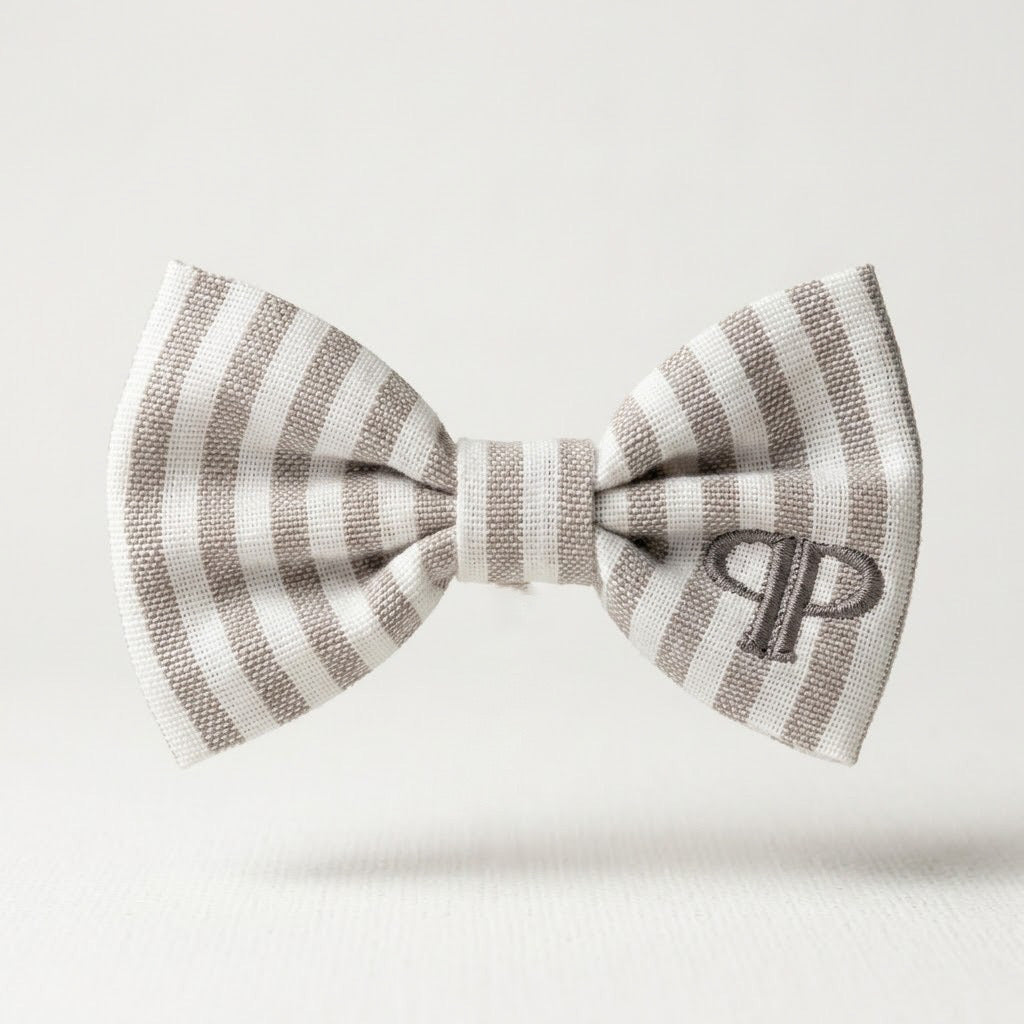 Heritage Stripe Doggy Bowtie - Taupe