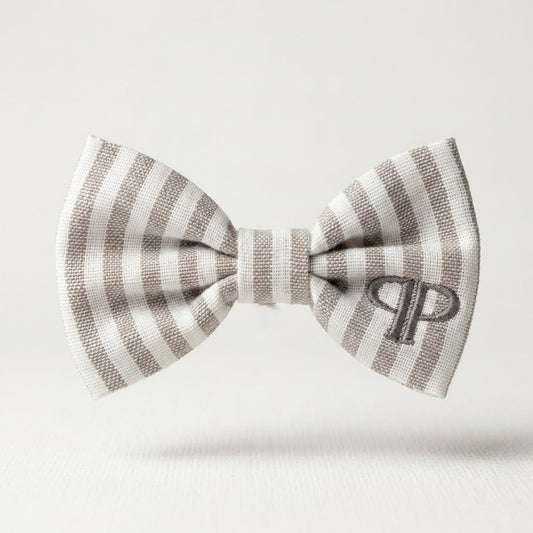 Heritage Stripe Doggy Bowtie - Taupe